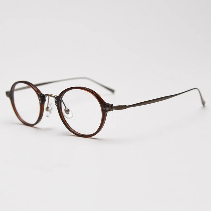 CCspace Unisex Full Rim Small Round Acetate Eyeglasses 57268 Full Rim CCspace Tea