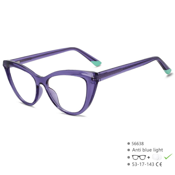 CCspace Unisex Full Rim Square Cat Eye PC Eyeglasses 56638 Full Rim CCspace C6Purple