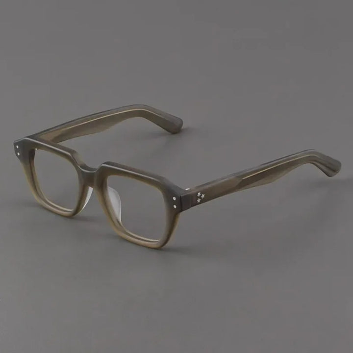 Hewei Unisex Full Rim Flat Top Square Acetate Eyeglasses 14536 Full Rim Hewei