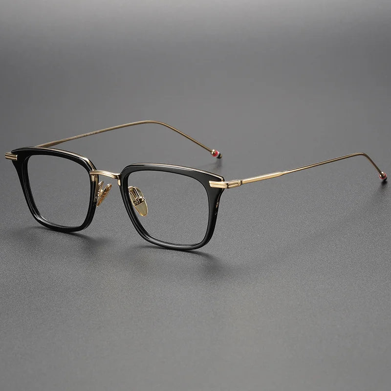Gatenac Unisex Full Rim Square Acetate Titanium Eyeglasses 31916