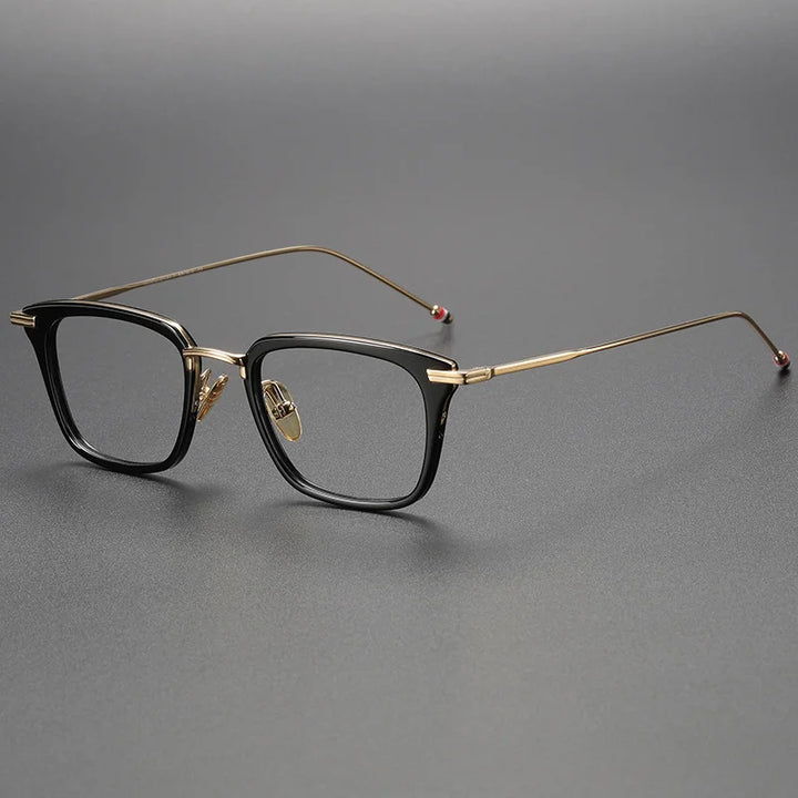 Gatenac Unisex Full Rim Square Acetate Titanium Eyeglasses 31916