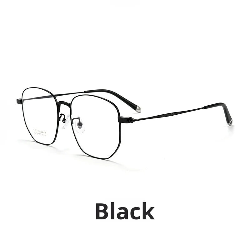 Momoja Unisex Full Rim Big Polygon Titanium Eyeglasses 75109