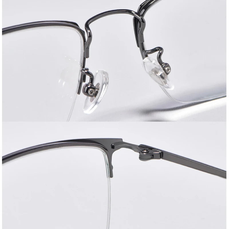 Hotochki Men's Semi Rim Square Titanium Eyeglasses J8017 Semi Rim Hotochki