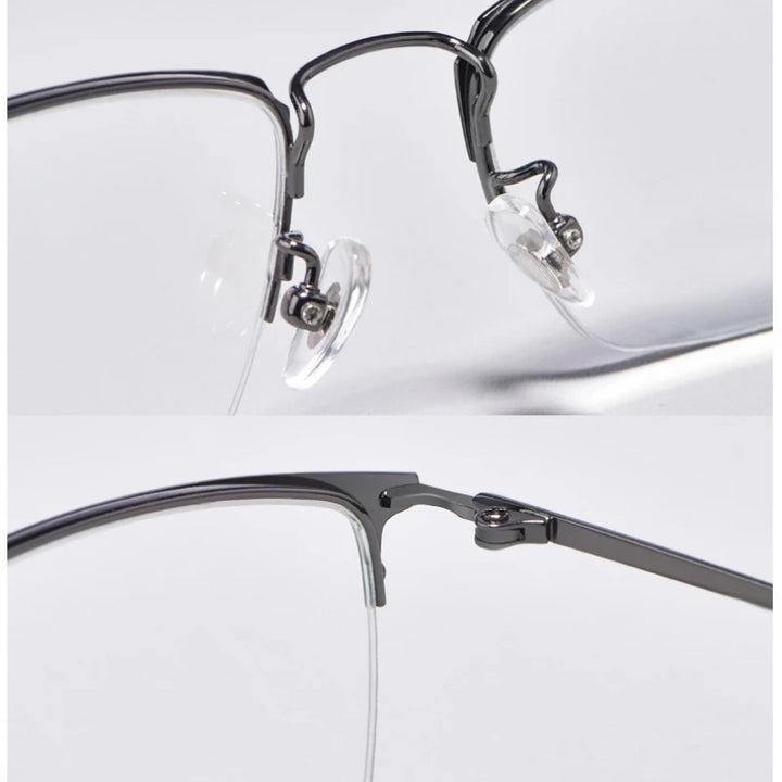 Hotochki Men's Semi Rim Square Titanium Eyeglasses 8017 Semi Rim Hotochki