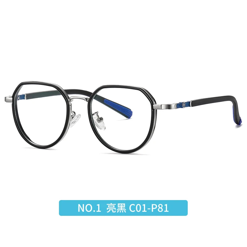 Vicky Youth Unisex Full Rim Flat Top Round Tr 90 Titanium Eyeglasses 5126 Full Rim Vicky TR5126-C1 CHINA