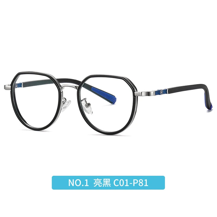 Vicky Youth Unisex Full Rim Flat Top Round Tr 90 Titanium Eyeglasses 5126 Full Rim Vicky TR5126-C1 CHINA