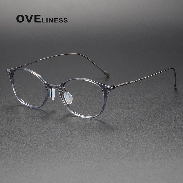 Oveliness Unisex Full Rim Square Acetate Titanium Eyeglasses 8654 Full Rim Oveliness grey gun