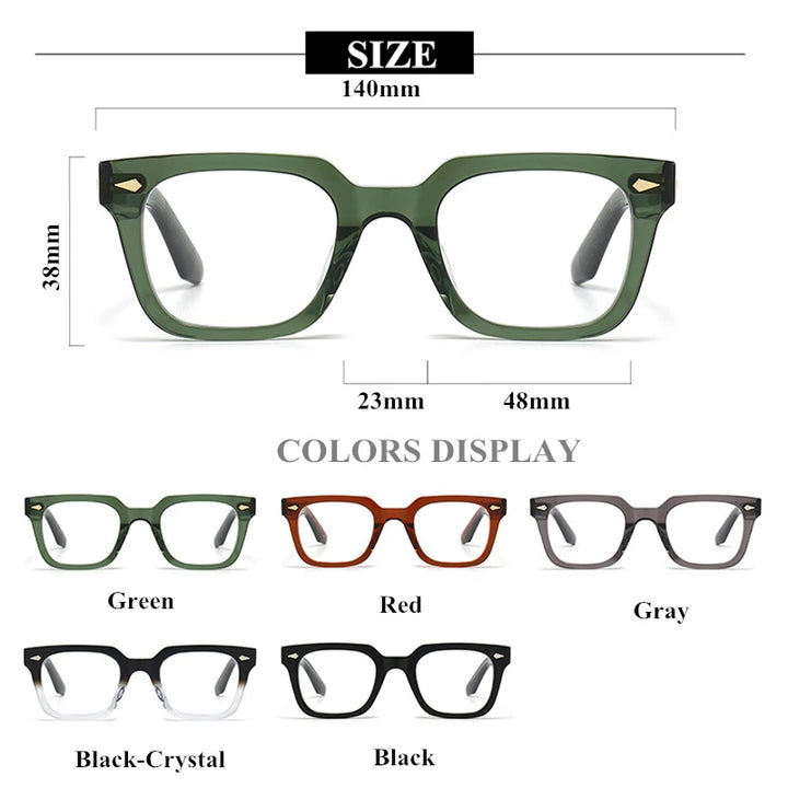 Black Mask Unisex Full Rim Brow Line Square Acetate Eyeglasses 48140