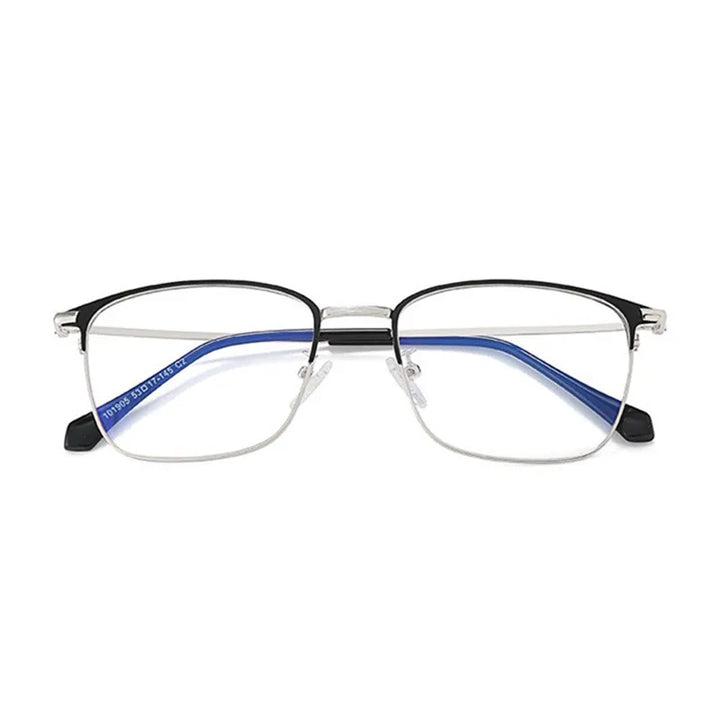 Kocolior Unisex Full Rim Square Stainless Steel Hyperopic Reading Glasses 101905 Reading Glasses Kocolior Black Silver China +25