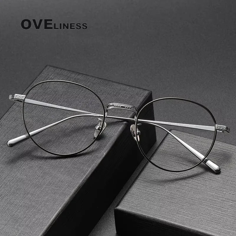 Oveliness Women's Full Rim Round Titanium Eyeglasses 213017