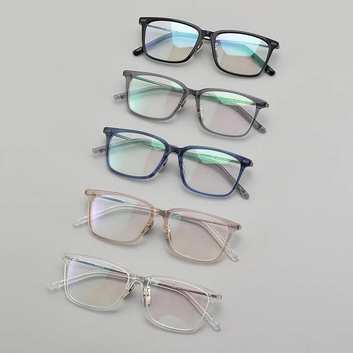 Black Mask Unisex Full Rim Square Acetate Titanium Eyeglasses Mm85 Full Rim Black Mask