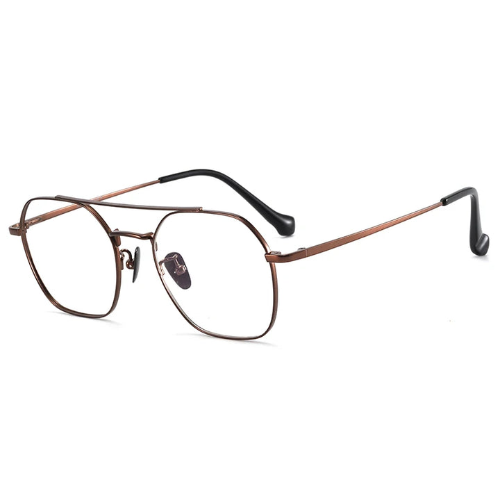 Bclear Unisex Full Rim Oval Titanium Double Bridge Eyeglasses 86677 Full Rim Bclear Brown  