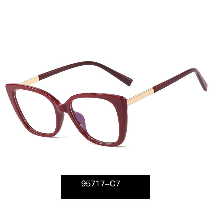 Handoer Women's Full Rim Square Cat Eye Tr 90 Alloy Eyeglasses 95717
