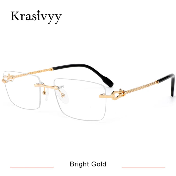 Krasivyy Men's Rimless Polygon Square Titanium Eyeglasses 316082