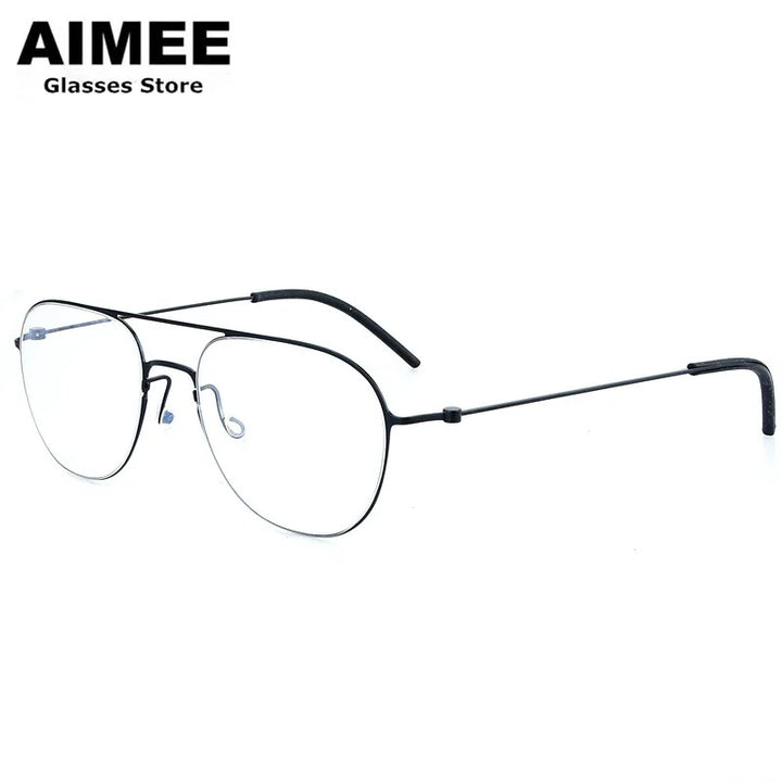 Aimee Unisex Full Rim Oval Double Bridge Titanium Eyeglasses 25527
