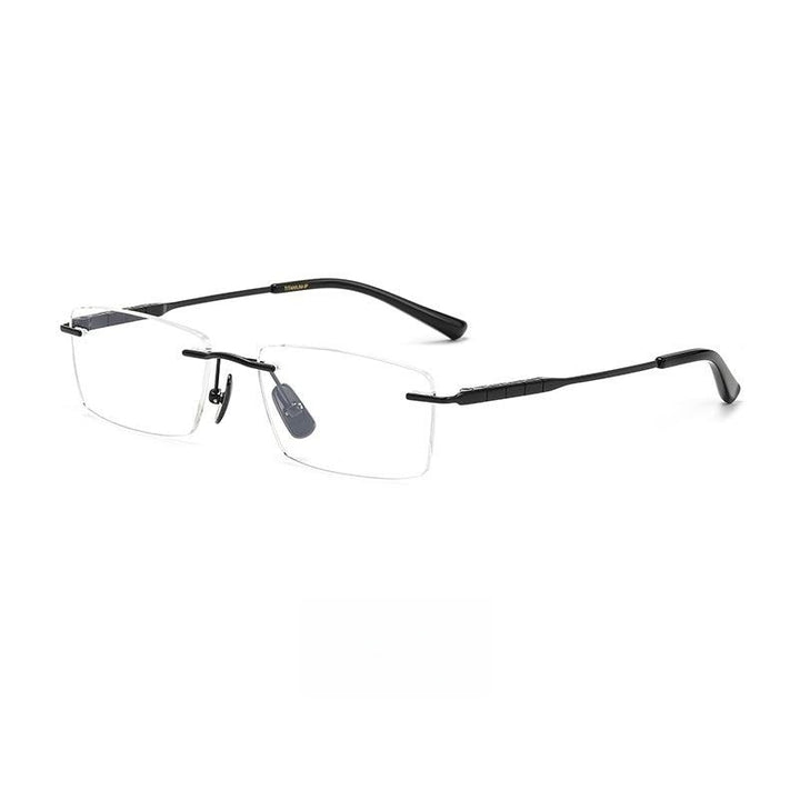 Yimaruili Men's Rimless Square Titanium Eyeglasses 91091 Rimless Yimaruili Eyeglasses Black  