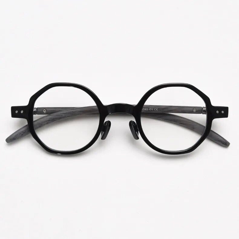 CCspace Unisex Full Rim Polygon Tr 90 Titanium Eyeglasses 56995 Full Rim CCspace C1Black