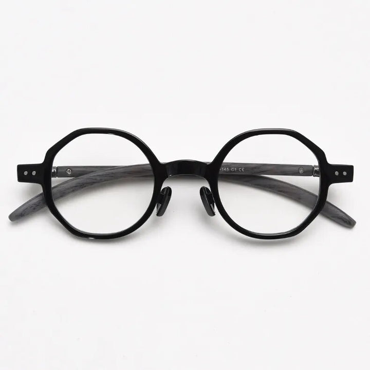 CCspace Unisex Full Rim Polygon Tr 90 Titanium Eyeglasses 56995 Full Rim CCspace C1Black