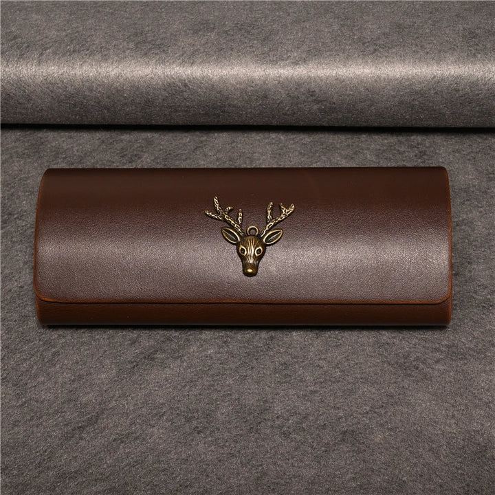 Cubojue Unisex Brown PU Leather Eyeglass Case Assorted Designs 1638 Case Cubojue Case big case deer