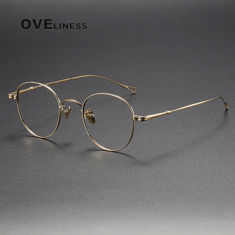 Oveliness Unisex Full Rim Round Titanium Eyeglasses M003 Full Rim Oveliness gold  