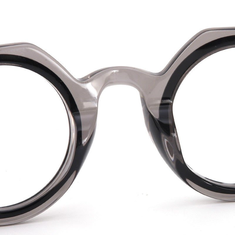 Muzz Unisex Full Rim Flat Top Round Acetate Eyeglasses 009 Full Rim Muzz