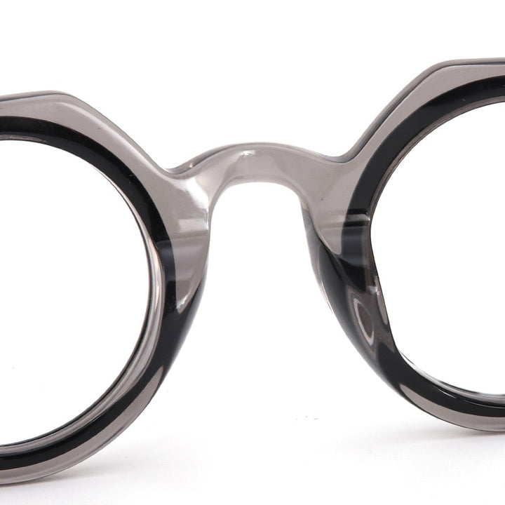 Muzz Unisex Full Rim Flat Top Round Acetate Eyeglasses 009 Full Rim Muzz