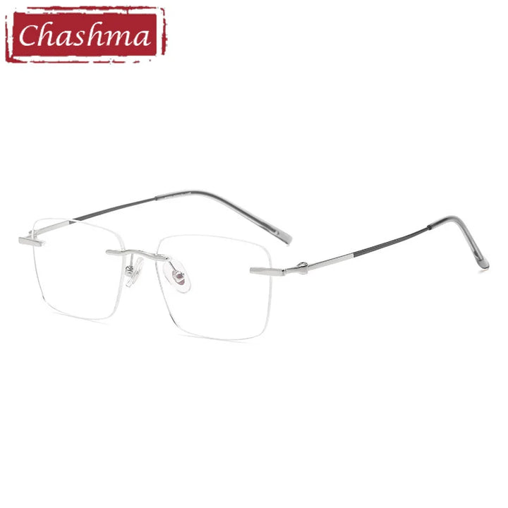 Chashma Unisex Rimless Square Titanium Reading Glasses 946092 Reading Glasses Chashma Silver Gray Progressive 1.67|Anti Blue Ray + Photo Grey