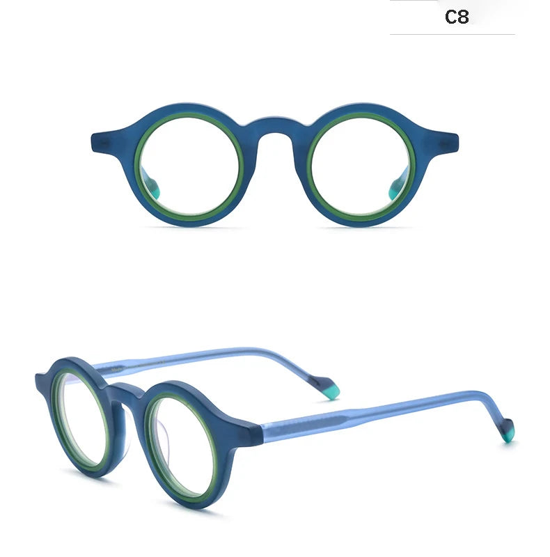 Nobler Unisex Full Rim Round Frosted Acetate Eyeglasses 19267 Full Rim Nobler C8