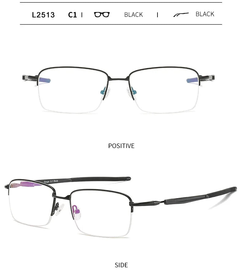 Handoer Unisex Semi Rim Square Alloy Acetate Eyeglasses 952181 Semi Rim Handoer C1