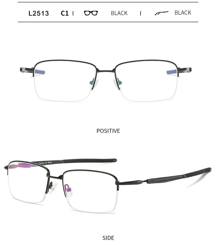 Handoer Unisex Semi Rim Square Alloy Acetate Eyeglasses 952181 Semi Rim Handoer C1