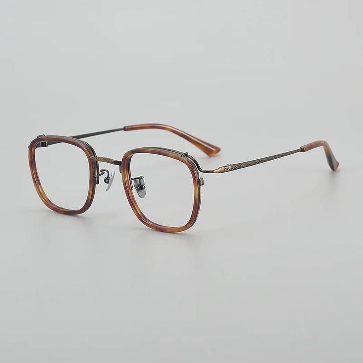 Black Mask Unisex Full Rim Square Titanium Acetate Eyeglasses 6015 Full Rim Black Mask Tortoise-Bronze