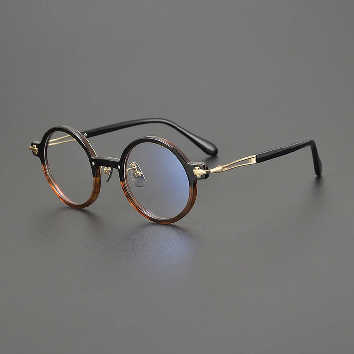 Gatenac Unisex Full Rim Round Acetate Titanium Eyeglasses Gxyj1568