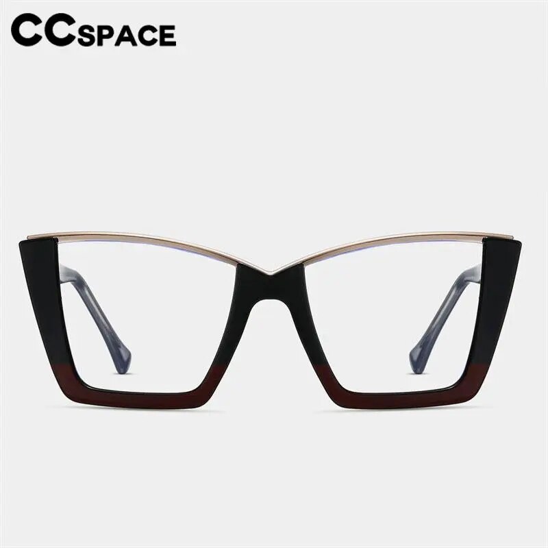 CCspace Women's Semi Rim Square Tr 90 Titanium Eyeglasses 57014 Semi Rim CCspace