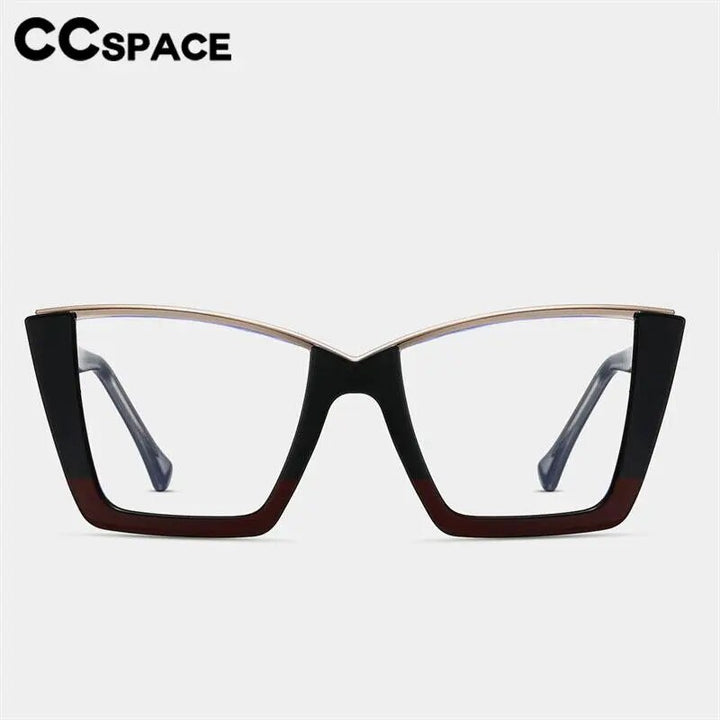CCspace Women's Semi Rim Square Tr 90 Titanium Eyeglasses 57014 Semi Rim CCspace