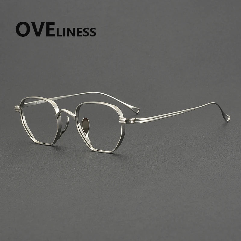 Oveliness Men's Full Rim Polygon Square Titanium Eyeglasses 29919