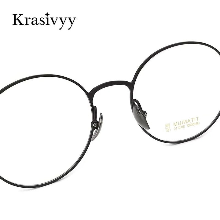 Krasivyy Men's Full Rim Round Titanium Eyeglasses Hm5002 Full Rim Krasivyy   