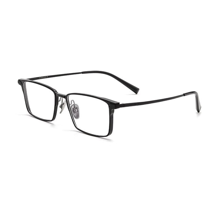 Yimaruili Men's Full Rim Square Aluminum Magnesium Titanium Eyeglasses L8925m Full Rim Yimaruili Eyeglasses Black  