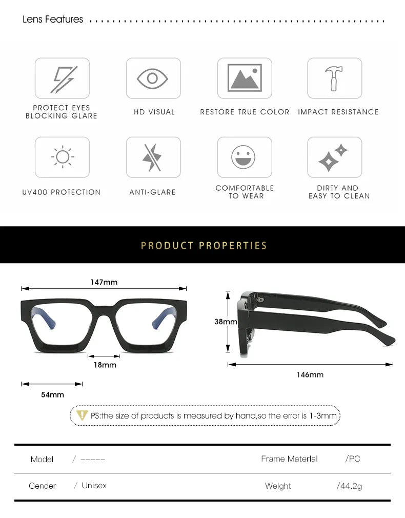 Kocolior Unisex Full Rim Square Acetate Hyperopic Reading Glasses 229402 Reading Glasses Kocolior