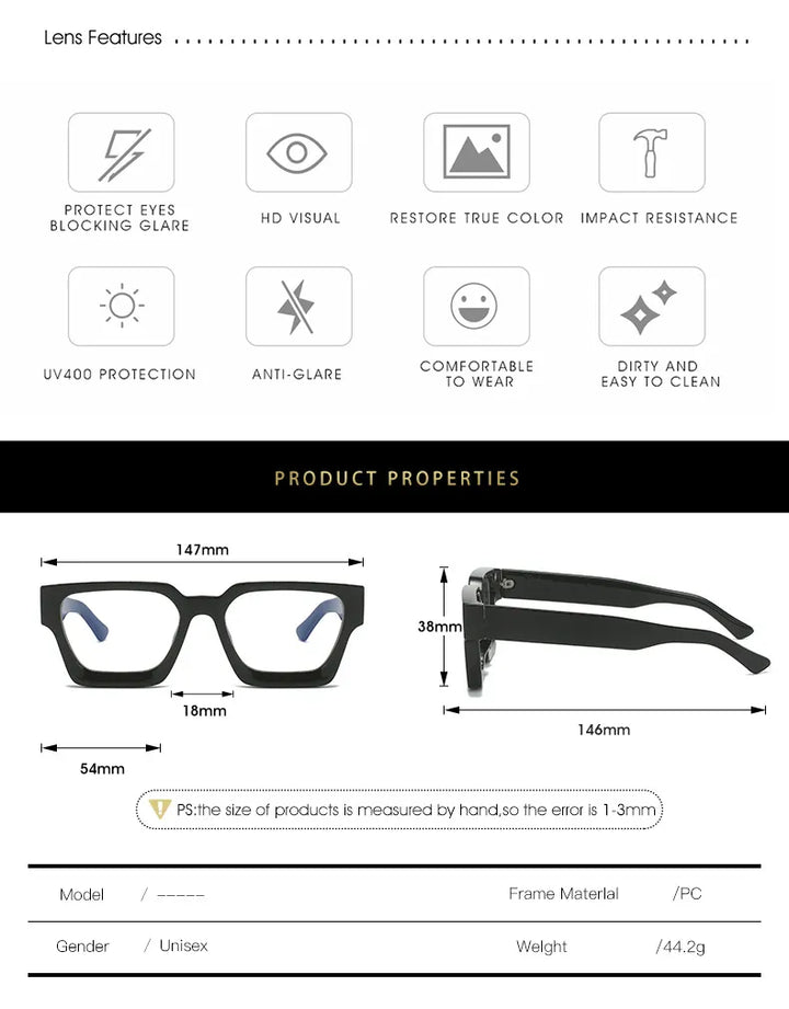 Kocolior Unisex Full Rim Square Acetate Hyperopic Reading Glasses 229402 Reading Glasses Kocolior