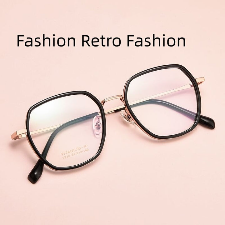 Yimaruili Unisex Full Rim Polygonal TR 90 Titanium Eyeglasses H2230h Full Rim Yimaruili Eyeglasses