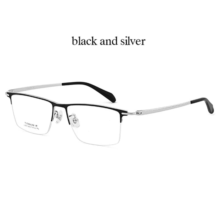 Handoer Unisex Semi Rim Big Size Square Titanium Eyeglasses 11039