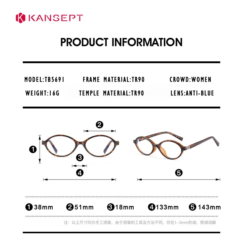 Kansept Women's Full Rim Oval Acetate Reading Glasses 75691 Reading Glasses Kansept