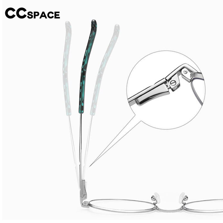 CCspace Unisex Full Rim Round Oval Alloy Eyeglasses 56142 Full Rim CCspace