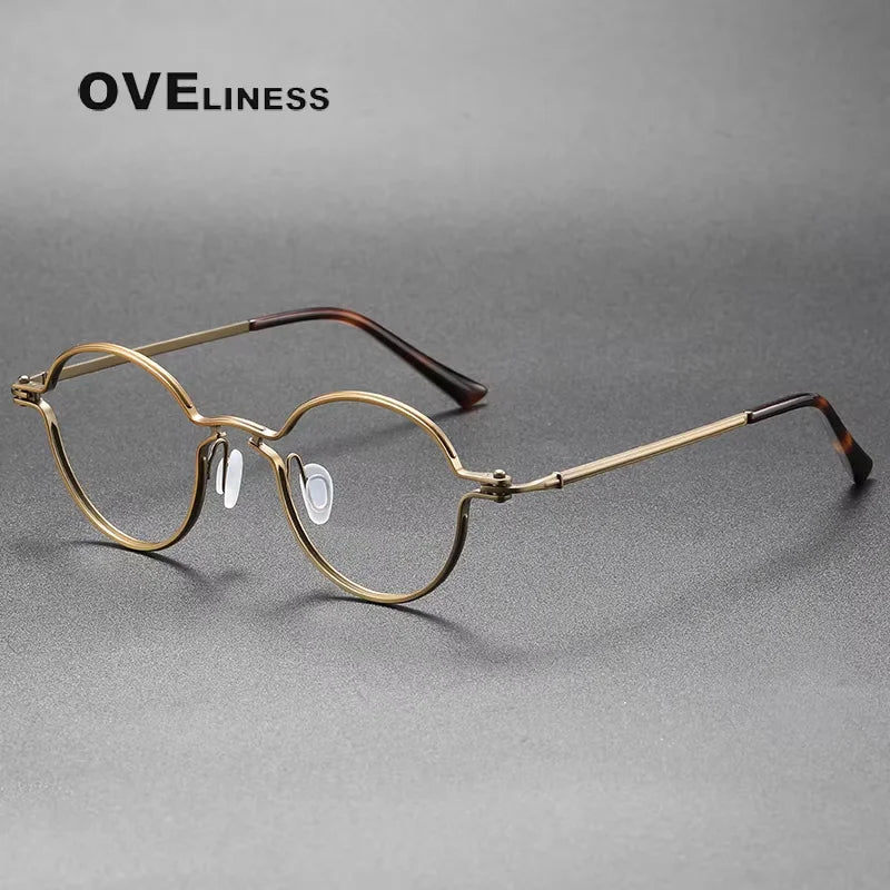 Oveliness Unisex Full Rim Round Acetate Titanium Eyeglasses 25895