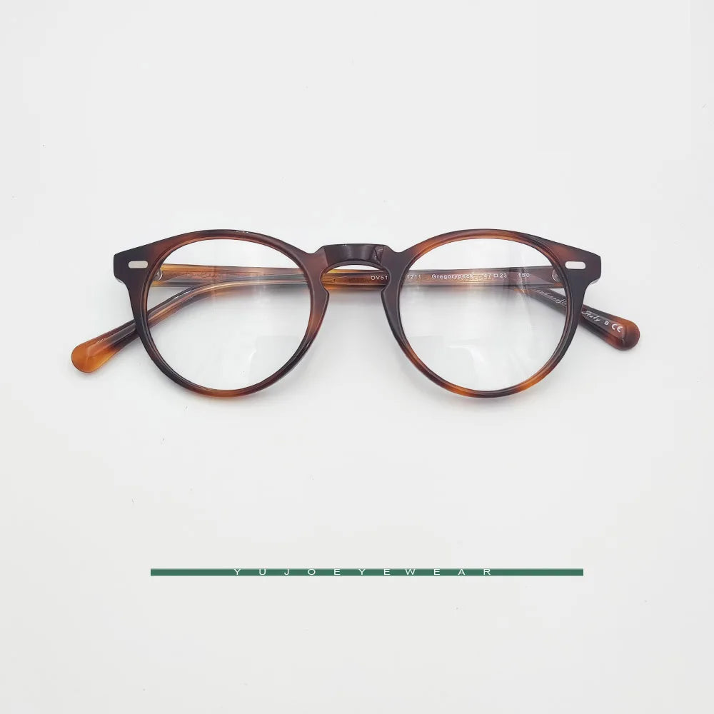 Yujo Unisex Full Rim Round Acetate Eyeglasses 1005 Full Rim Yujo