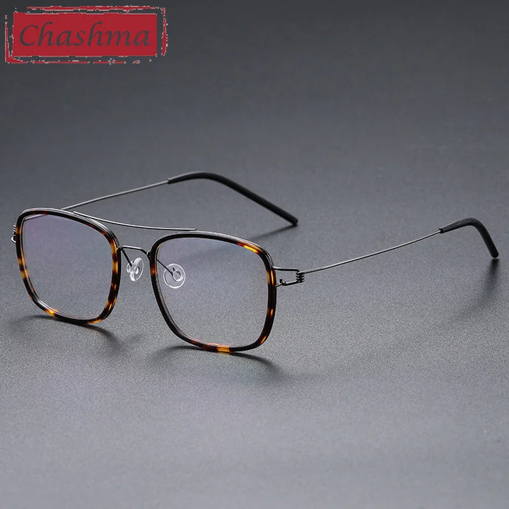 Chashma Ottica Women's Full Rim Square Double Bridge Titanium Acetate Eyeglasses 51138