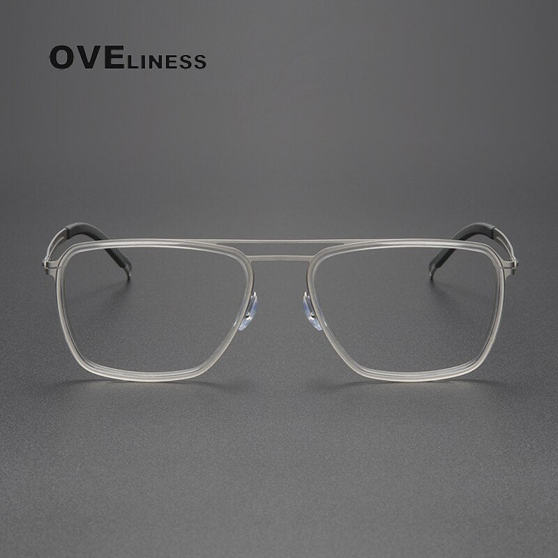 Oveliness Unisex Full Rim Square Double Bridge Titanium Eyeglasses 8202311 Full Rim Oveliness