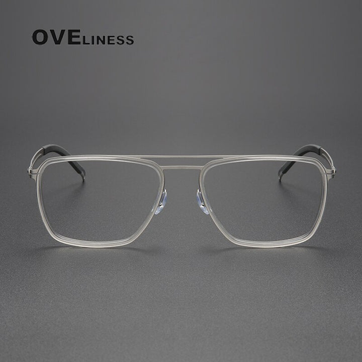 Oveliness Unisex Full Rim Square Double Bridge Titanium Eyeglasses 8202311 Full Rim Oveliness