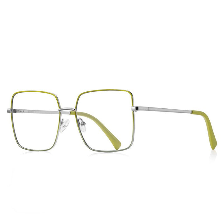 CCspace Unisex Full Rim Square Spring Hinge Alloy Eyeglasses 56270 Full Rim CCspace C3Yellow