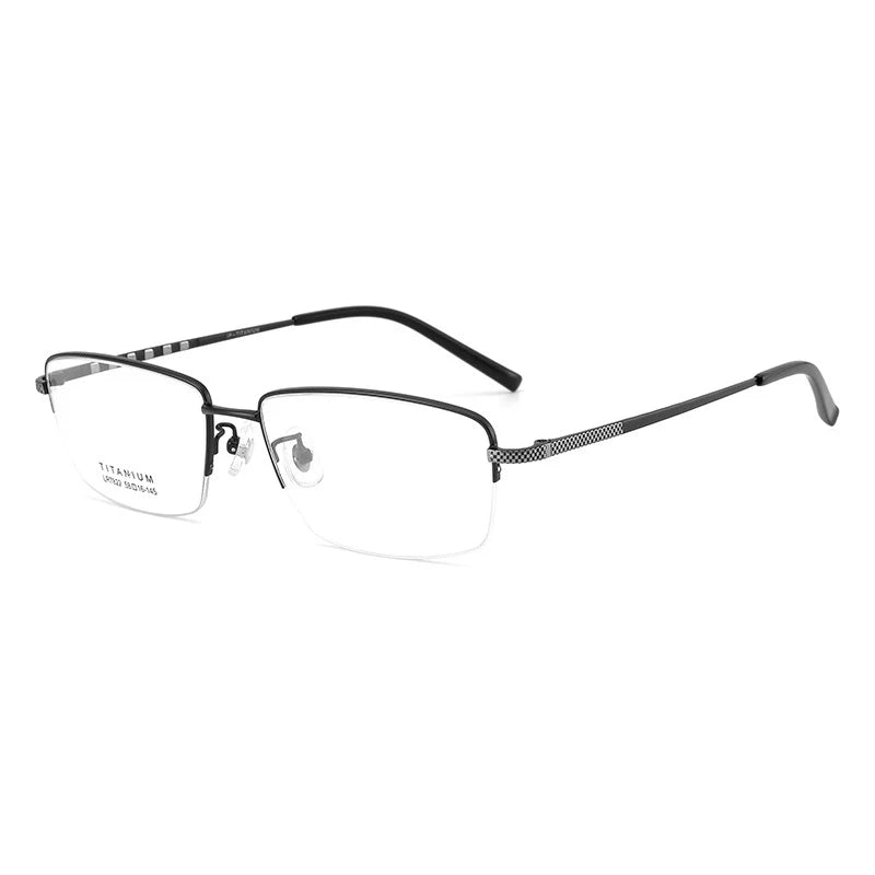 Bclear Men's Semi Rim Big Square Titanium Eyeglasses 7822 Full Rim Bclear black